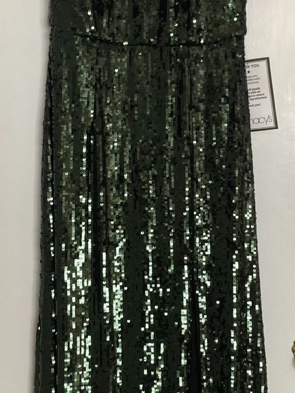 Alex Evenings Emerald Green sequined halter long evening dress size 10 - Picture 2 of 6